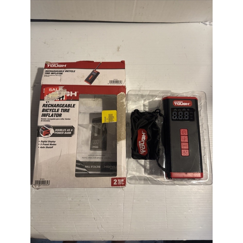 HYPER Tough 10774216 Rechargeable Bicycle Tire Inflator New Open‎ Box